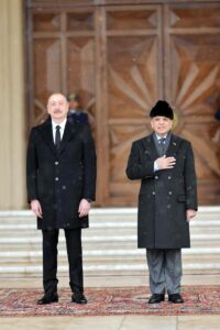 Prime Minister Muhammad Shehbaz Sharif receives guard of honor on his arrival at Zugulba Presidential Palace in Baku, Azerbaijan.