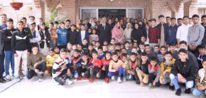 Hon'ble Mr. Justice Yahya Afridi, Chief Justice of Pakistan in a group photo with the children and management of SOS Village in Hayatabad