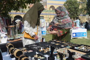 Woman visiting stalls during the 3rd edition of "Hamari Dastan" organized by the Women Chamber of Commerce and Industries at the Ladies Club.