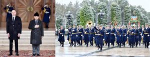 Prime Minister Muhammad Shehbaz Sharif receives guard of honor on his arrival at Zugulba Presidential Palace in Baku, Azerbaijan.