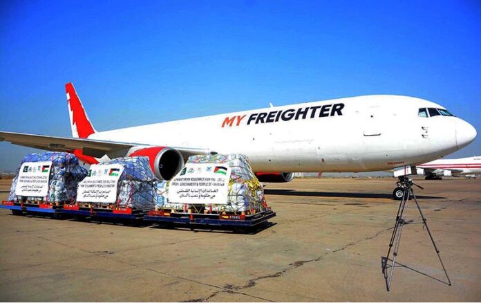 On directions of Prime Minister, Pak NDMA Coordinated Dispatch of 24th Humanitarian Relief Consignment for people of Palestine (Gaza) from Jinnah International Airport