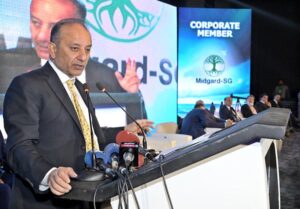 Federal Minister for Petroleum, Dr. Musadik Malik addressing the 30th Annual Technical Conference and Oil Show Exploring Frontiers and Revitalizing Mature Basins of Pakistan at Pak-China Friendship Centre.