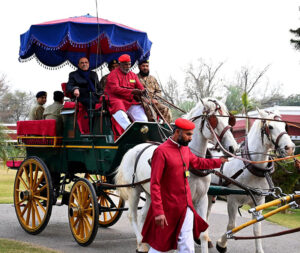 President Asif Ali Zardari visiting the Remount Depot, Mona.