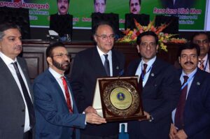 Federal Minister for Finance and Revenue, Senator Muhammad Aurangzeb, Addressing the 3rd all Pakistan chambers conference at Faisalabad Chamber of Commerce and Industry.