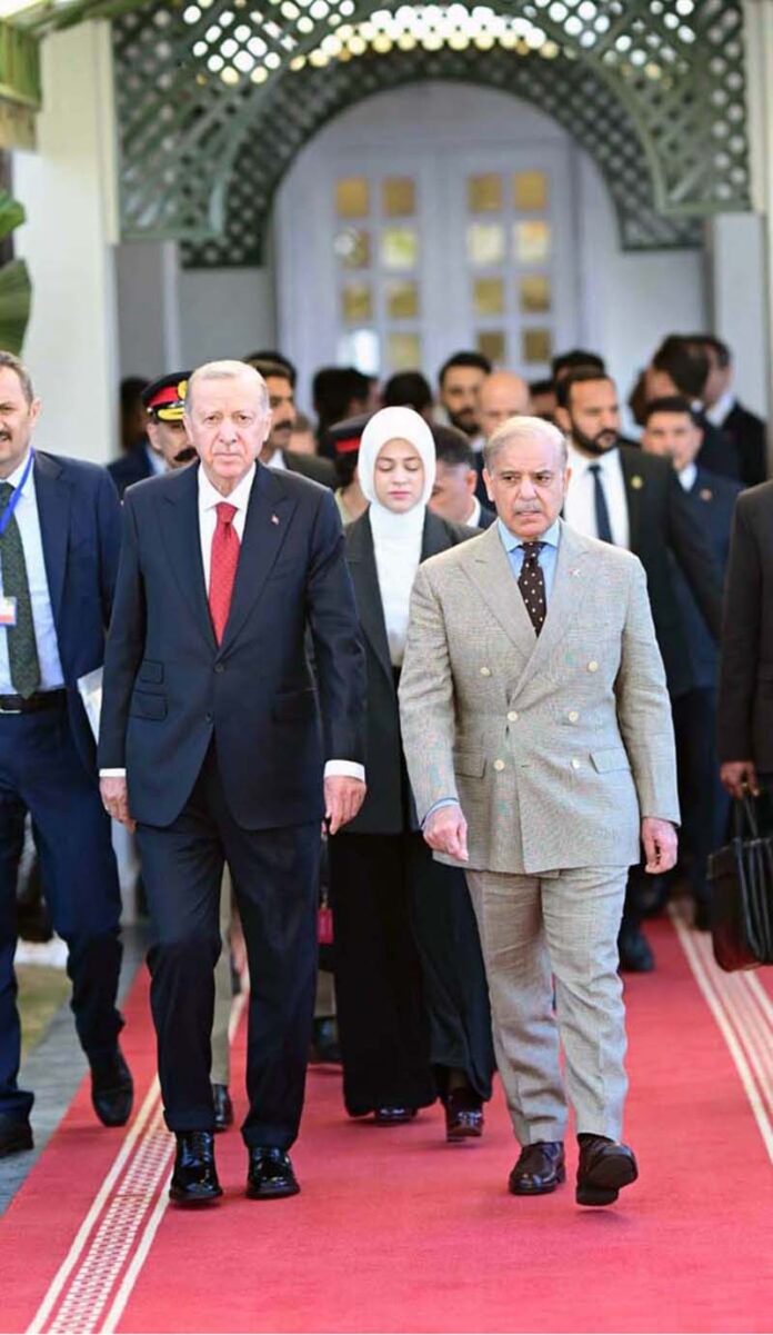 Prime Minister Muhammad Shehbaz Sharif welcomes the President of Turkiye H.E. Recep Tayyip Erdogan at PM House