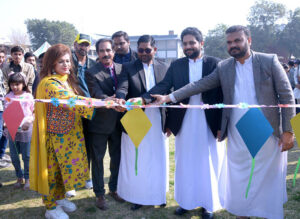 Brother Zohaib Gill cutting the ribbon to inaugurate the spring festival at La Salle Higher Secondary School