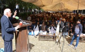 Federal Minister for Maritime Affairs Qaiser Ahmed Sheikh addresses the opening ceremony of the Silver Jubilee celebrations of Chiniot Islamia School & College Canal Road on 25 years of its excellence.