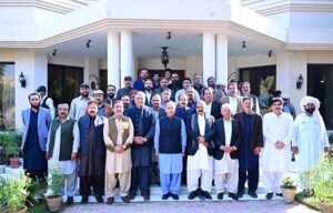 Prime Minister Muhammad Shehbaz Sharif meets local leaders and parliamentarians.