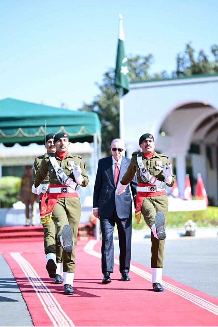 President of Turkiye H.E. Recep Tayyip Erdogan receive guard of honor at PM House