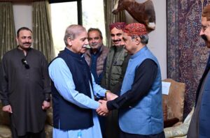 Prime Minister Muhammad Shehbaz Sharif meets local leaders and parliamentarians.