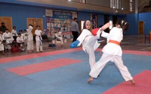 Players in action during the Karate competition organized by Sports department last late night at Sports Gymnasium.