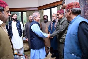 Prime Minister Muhammad Shehbaz Sharif meets local leaders and parliamentarians.