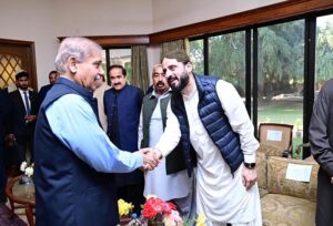 Prime Minister Muhammad Shehbaz Sharif meets local leaders and parliamentarians.