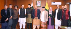 Chairman Parliamentary Committee on Kashmir Rana Muhammad Qasim Noon in a group photo with President of Malaysia Consultative Council of Islamic Organization (MAPIM) Haji Mohd Azmi Abd Hamid at Parliament House