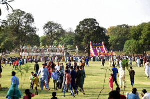 Families enjoying their holiday at Gulshan Iqbal Park.