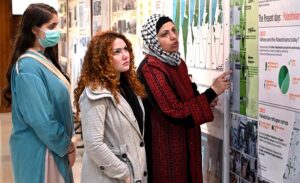 Chairperson of the Peace and Culture Organisation, Ms. Mushaal Hussein Mullick and Ambassador of Palestine in Pakistan, H.E. Dr. Zuhair Zaidi talking to media persons during the photo exhibition titled "Palestine was, and will remain" at PNCA.