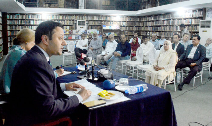 Dr Aqdas Afzal, Economic Adviser, Macro Fiscal Policies Unit, Ministry of Finance, Kingdom of Saudi Arabia addressing the members of The Pakistan Institute of International Affairs ( PIIA) on ' From Free Trade to Strategic Trade: Lessons for Pakistan in a Changing Global Economy