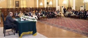 President Asif Ali Zardari addressing the participants of the 5th International Workshop for Leadership & Stability organized by the National Defence University (NDU), at Aiwan-e-Sadr.