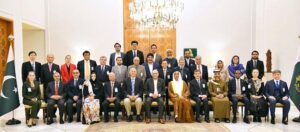 President Asif Ali Zardari in a group photo with the participants of the International Conference on "Regional Connectivity & Pakistan: Emerging Opportunities", organized by the Pakistan-China Institute, at Aiwan-e-Sadr.