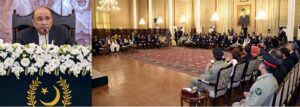 President Asif Ali Zardari addressing the participants of the 5th International Workshop for Leadership & Stability organized by the National Defence University (NDU), at Aiwan-e-Sadr.