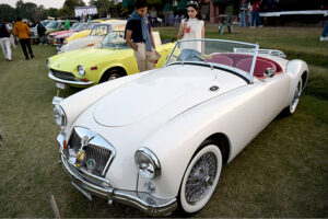 People visiting the Vintage Car Show in celebration of the Horse and Cattle Show 2025 organized the Vintage Classic Car Club of Pakistan, in collaboration with PHA at the Polo Ground.