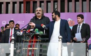 Chief Minister KP Sardar Ali Ameen Gandapur addresses the inauguration ceremony of Khyber-Pakhtunkhwa Games 2025 at Qayyum Sports Complex.