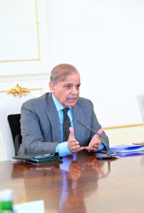 Prime Minister Muhammad Shehbaz Sharif expresses his views during joint delegation level talks between Pakistan and Azerbaijan during his 2 day official visit to Baku, Azerbaijan.