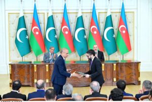 Prime Minister Muhammad Shehbaz Sharif and President of Azerbaijan H.E. Ilham Aliyev witness the exchange of agreements and MoUs in various sectors between Pakistan and Azerbaijan.