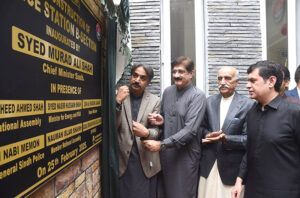 Sindh Chief Minister Syed Murad Ali Shah along with MNA Syed Khurshid Shah inaugurates the newly constructed B-Section Police Station.