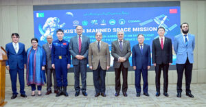 Prime Minister Muhammad Shehbaz Sharif witnesses exchange of an agreement between SUPRACO and China Manned Space Agency with regard to manned space mission of Pakistan.