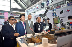 Provincial Minister for Agriculture Syed Ashiq Hussain Kirmani is inaugurating the first Food Ag Manufacturing Expo 2025 at the Expo Center.