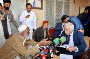 Federal Minister for Maritime Affairs, Qaiser Ahmad Shaikh listening to the public concerns during the open court.