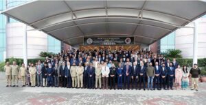 Lt. Gen (Retd) Muhammad Chiragh Haider, Secretary Ministry of Defence Production along with participants (Group Photo) at a Seminar with the attendance of Defence Industrial Partners & Exporters" with a view to identify challenges relating to defence exports held at Heavy Industries Taxila, under the arrangement of Directorate General Munitions Production, Ministry of Defence Production.