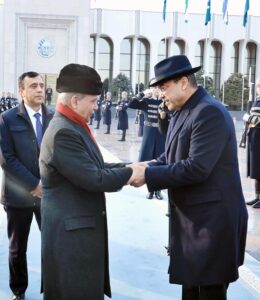 Prime Minister of Uzbekistan Abdulla Nigmatovich Aripov seeing off Prime Minister Muhammad Shehbaz Sharif upon his departure from Uzbekistan.