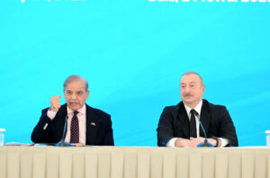 Prime Minister Muhammad Shehbaz Sharif addresses the Azerbaijan Pakistan Business Forum.