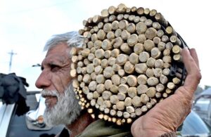 An aged vendor sells Miswak, the natural toothbrush at roadside