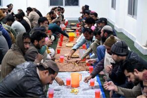 People attending iftar at Masjid near Ghouri VIP in the Federal Capital