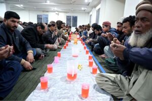 People attending iftar at Masjid near Ghouri VIP in the Federal Capital