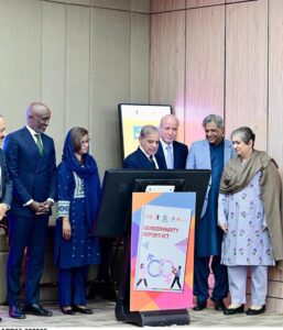 Prime Minister Muhammad Shehbaz Sharif digitally launches the ICT Gender Parity Report, at the International Women's Day ceremony.