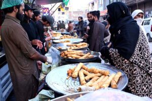 Vendor preparing traditional sweet item (Jalebi) for iftar during holy fasting month of Ramadan near Ghouri VIP in the Federal Capital