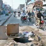 A sewerage pipeline collapse has created a hole in the middle of Millat Road after heavy rain last night, taking a concern for the administration