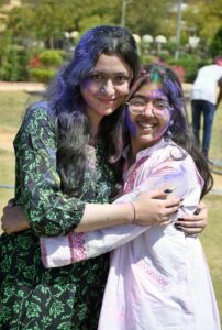 Students celebrates the Holi festival, the vibrant Hindu Spring Festival of Colors at Liaquat University of Medical and Health Sciences.