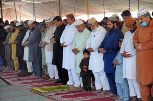 People offering the first Jummah prayer of Ramadan at Shahi Eidgah.