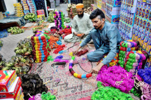 Workers are busy in preparing the bangles at local bangles factory in connection with upcoming Eidul Fitr.