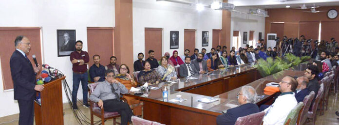 Federal Minister for Planning Development & Special Initiatives Prof. Ahsan Iqbal addressing the Cancer Care Hospital Raiwind