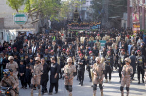 Security high alert to protect the Yom-e-Shahadat procession of Hazrat Ali (AS) at Dadan Shah Road.