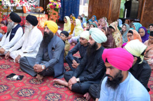 Provincial Minister for Minority Affairs Ramesh Singh Arora is addressing to media at Gurdwara Baba Di Beri Sahib.