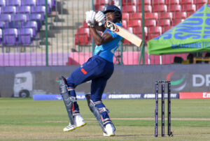 Jos Buttler of England plays a shot during the ICC Champions Trophy 2025 match between South Africa and England at National Stadium