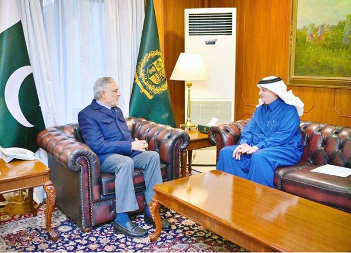 Ambassador of Saudi Arabia to Pakistan, Nawaf bin Saeed Ahmad Al-Malki called on Deputy Prime Minister and Foreign Minister, Senator Mohammad Ishaq Dar at Ministry of Foreign Affairs