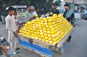 People purchasing melons on the road side stall.